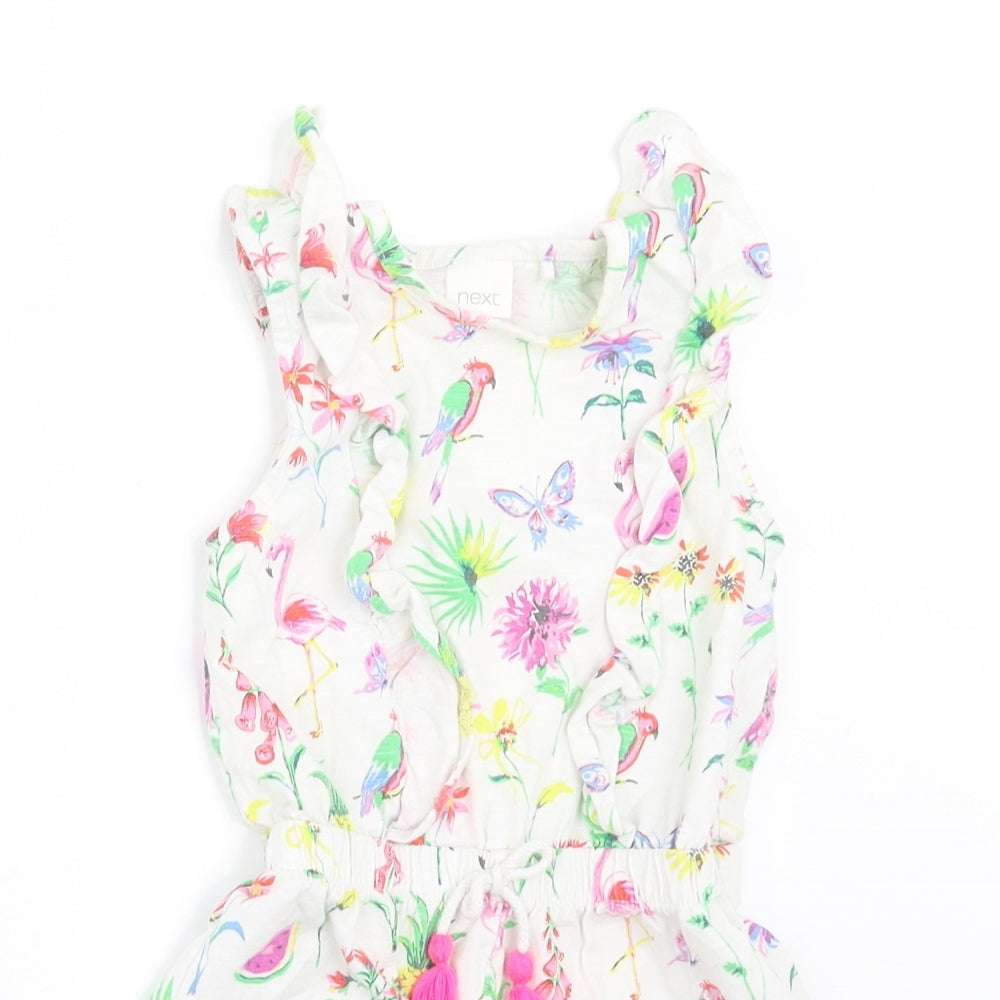 NEXT Girls White Geometric  Romper One-Piece Size 12-18 Months  - playsuit