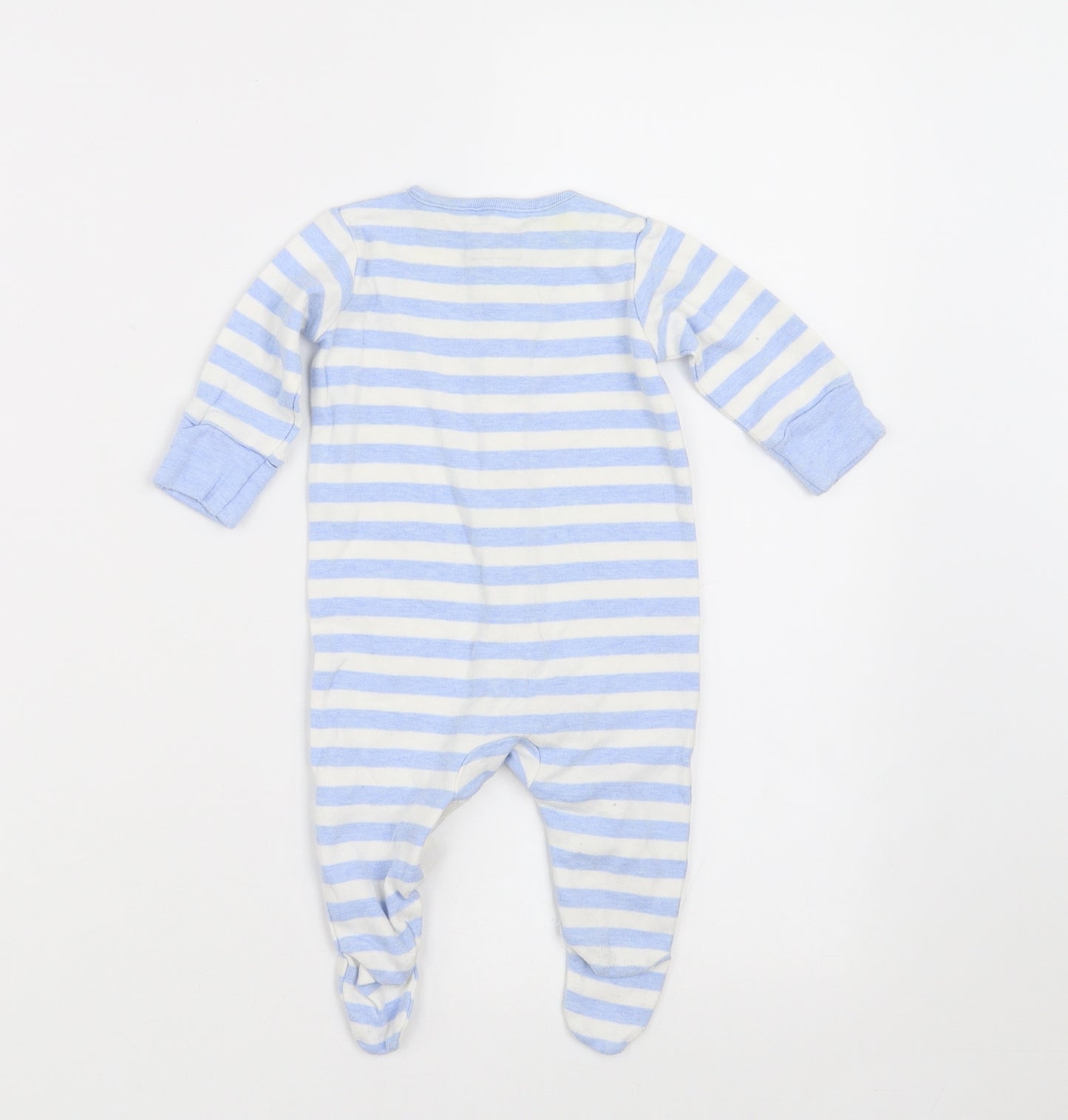 NEXT Boys Blue Striped  Babygrow One-Piece Size 0-3 Months  - BUILT IN MITTENS
