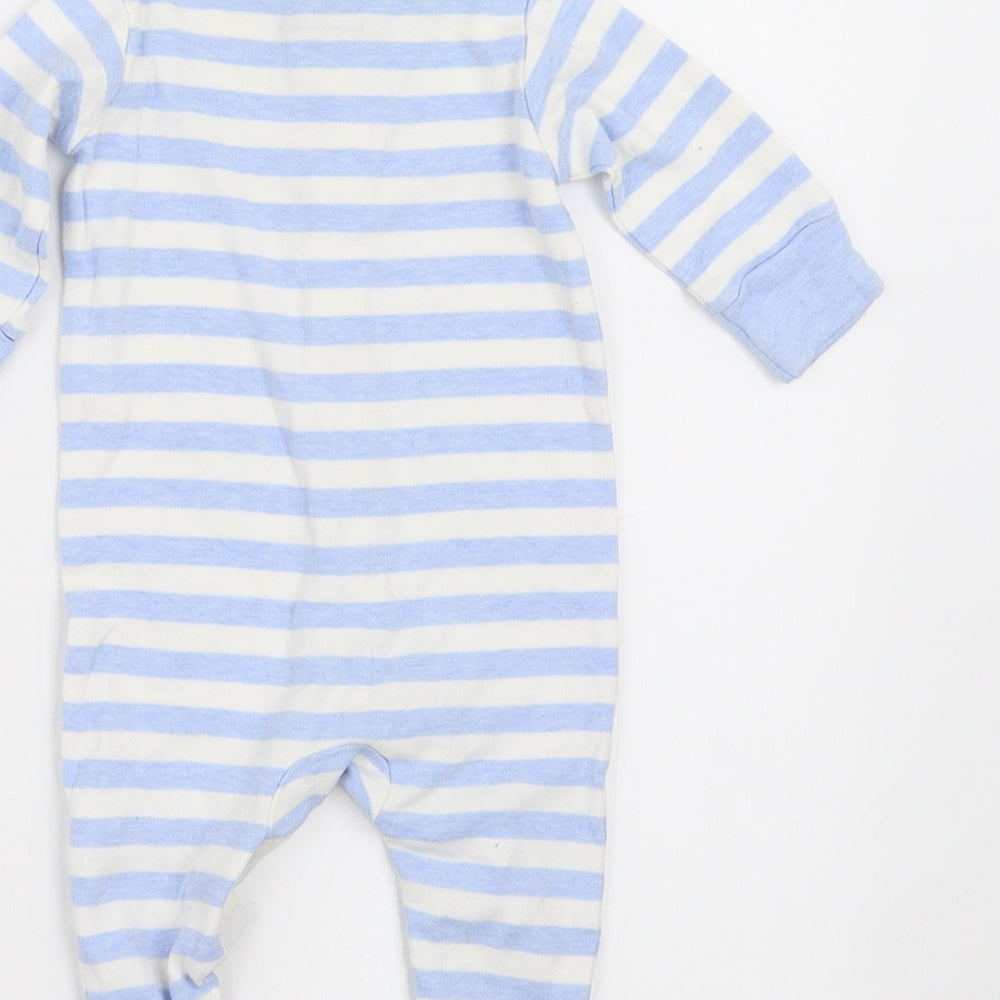 NEXT Boys Blue Striped  Babygrow One-Piece Size 0-3 Months  - BUILT IN MITTENS