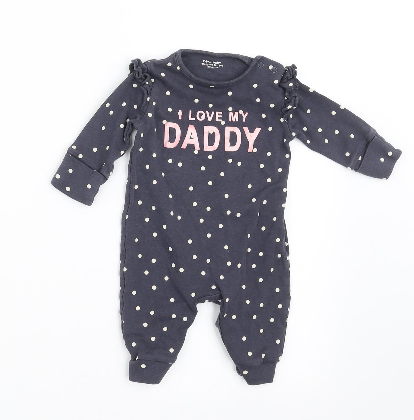 NEXT Girls Blue Polka Dot  Babygrow One-Piece Size 0-3 Months  - i love my daddy
