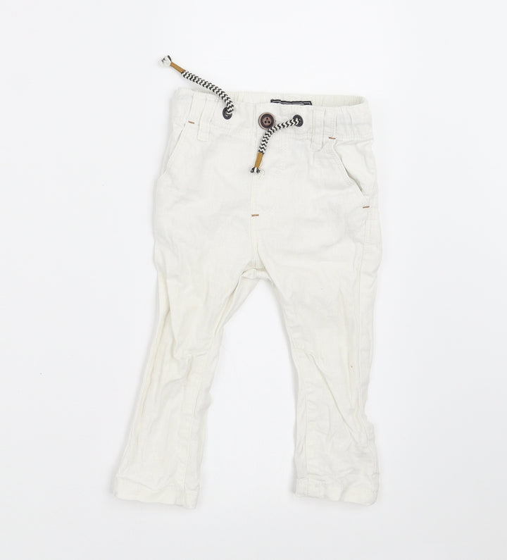 NEXT Boys White   Jogger Trousers Size 6-9 Months