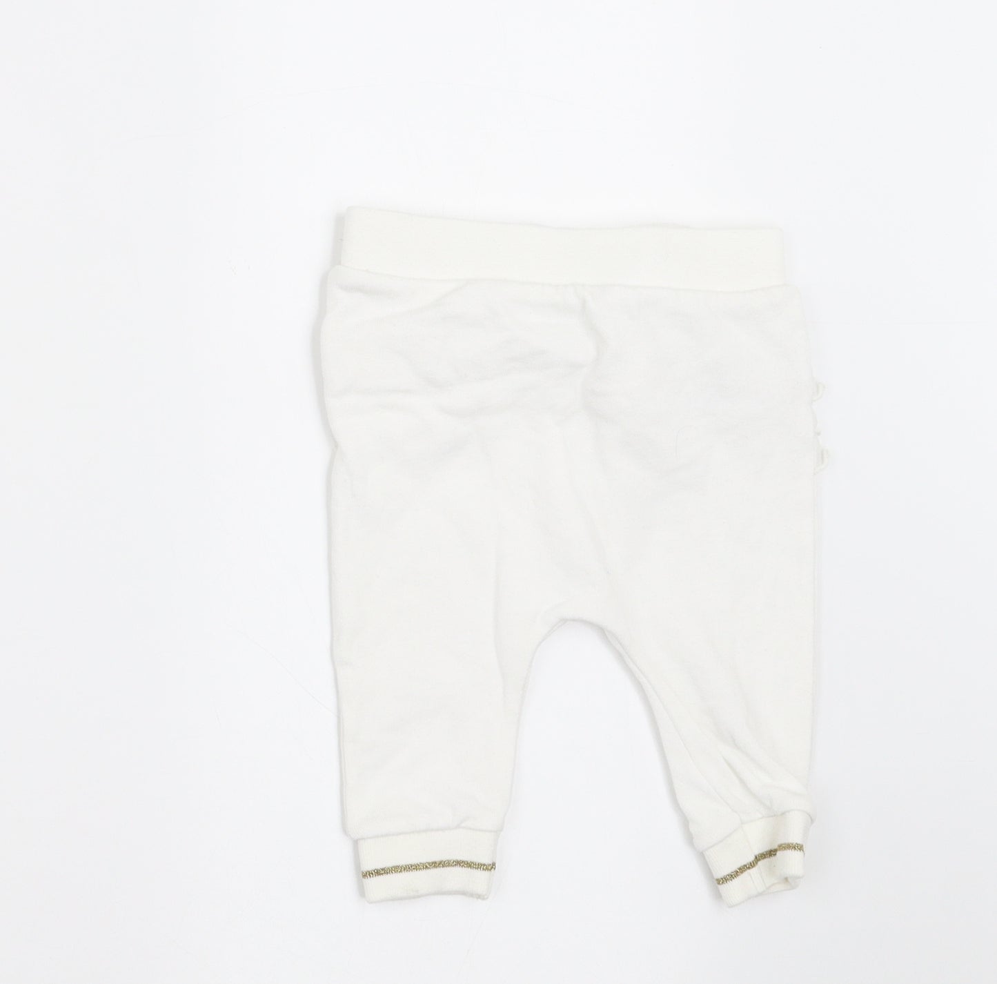 River Island Girls White   Jogger Trousers Size 3-6 Months  - FRILL ON BACK