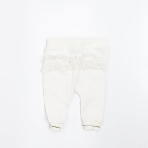 River Island Girls White   Jogger Trousers Size 3-6 Months  - FRILL ON BACK