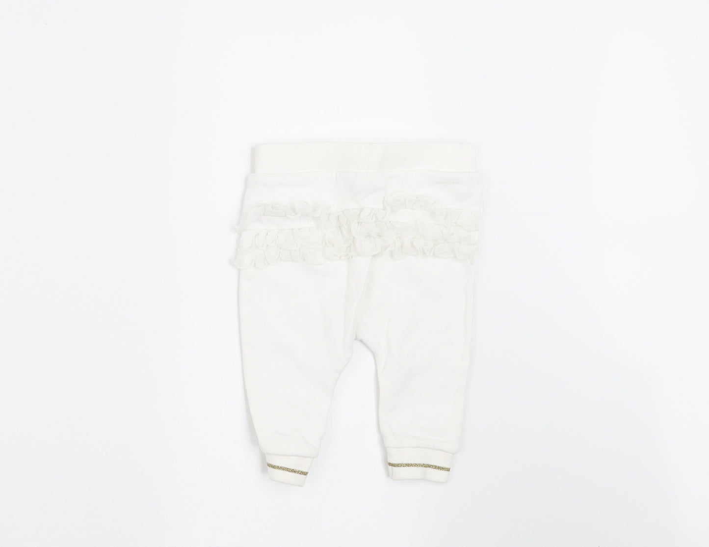 River Island Girls White   Jogger Trousers Size 3-6 Months  - FRILL ON BACK