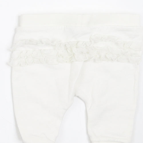 River Island Girls White   Jogger Trousers Size 3-6 Months  - FRILL ON BACK