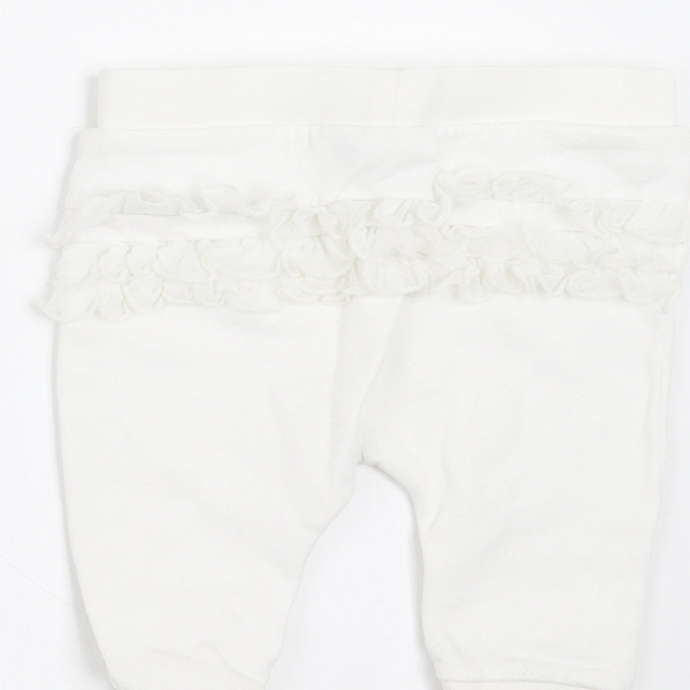 River Island Girls White   Jogger Trousers Size 3-6 Months  - FRILL ON BACK