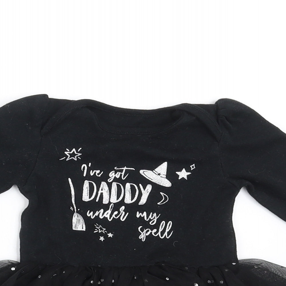 George Girls Black   Basic T-Shirt Size 6-9 Months  - i got daddy under my spell, tutu vest