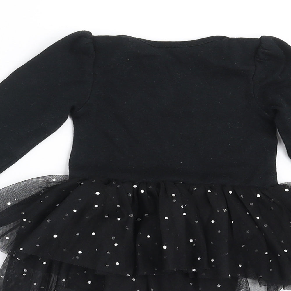 George Girls Black   Basic T-Shirt Size 6-9 Months  - i got daddy under my spell, tutu vest