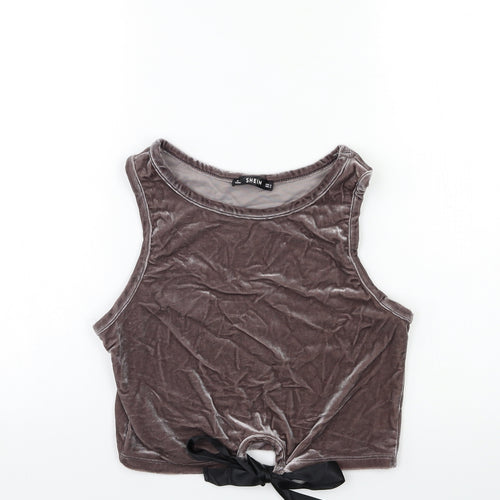 SheIn Womens Grey  Velour Basic Tank Size S