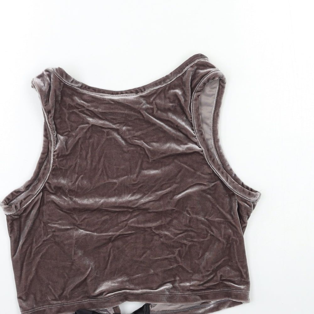 SheIn Womens Grey  Velour Basic Tank Size S