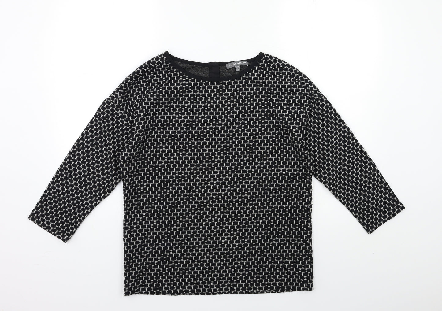 Laura Ashley Womens Black Geometric Knit Pullover Jumper Size 10