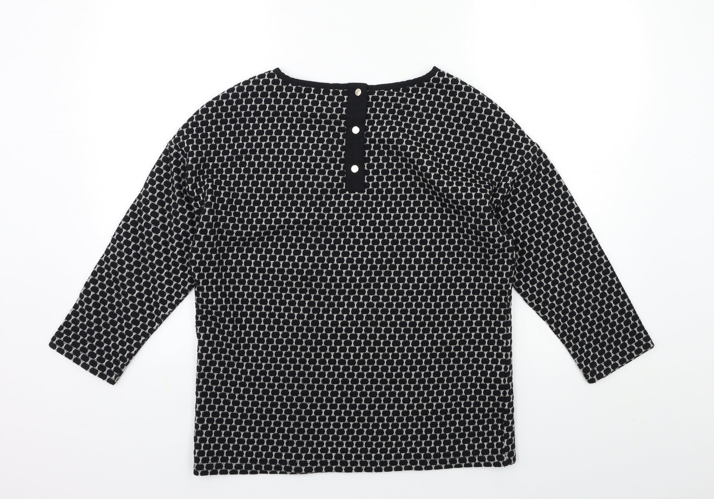 Laura Ashley Womens Black Geometric Knit Pullover Jumper Size 10