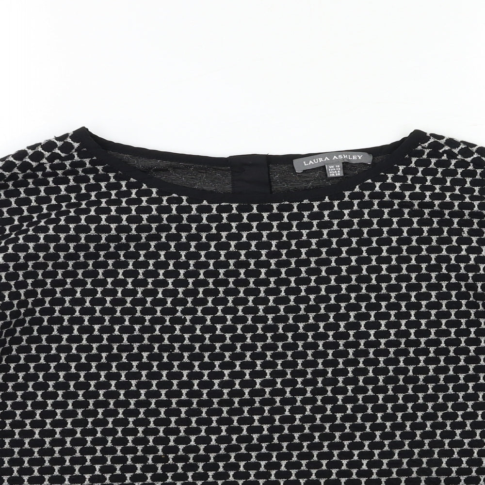 Laura Ashley Womens Black Geometric Knit Pullover Jumper Size 10