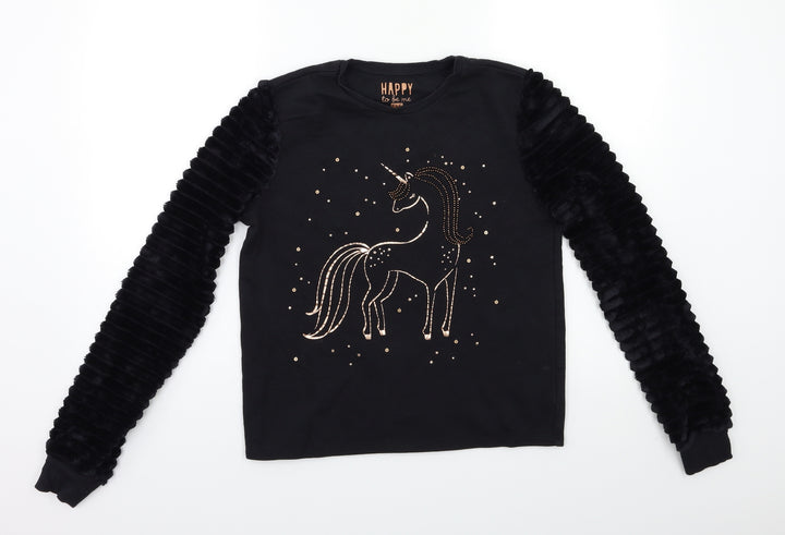 F&F Girls Black Pullover Sweatshirt Size 13-14 Years