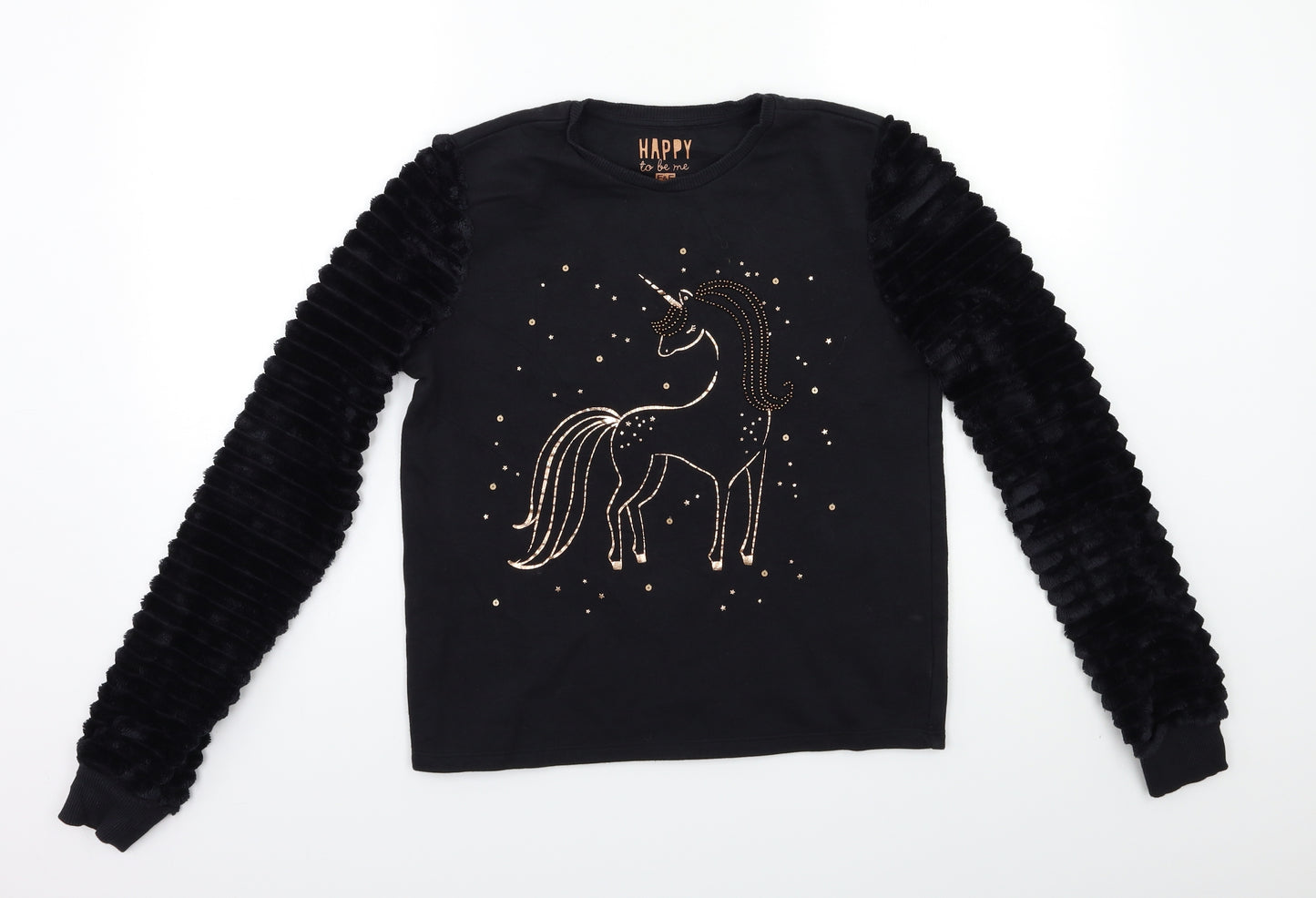 F&F Girls Black   Pullover Sweatshirt Size 13-14 Years