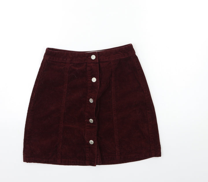 Denim & Co. Womens Red  Corduroy Mini Skirt Size 8