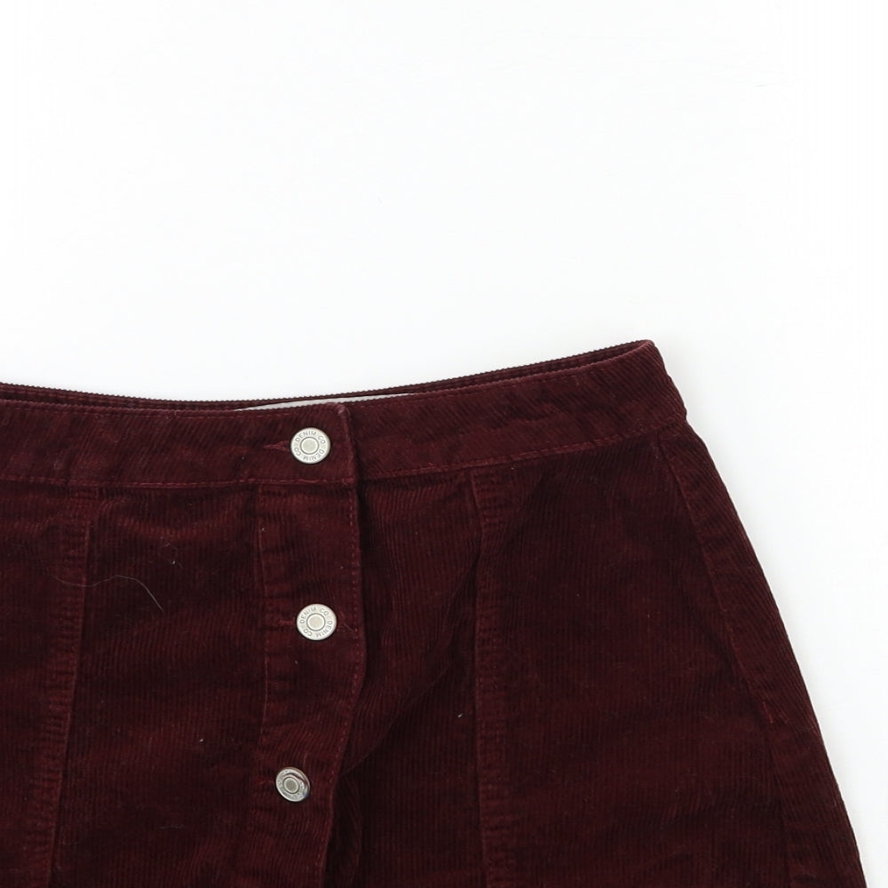 Denim & Co. Womens Red  Corduroy Mini Skirt Size 8