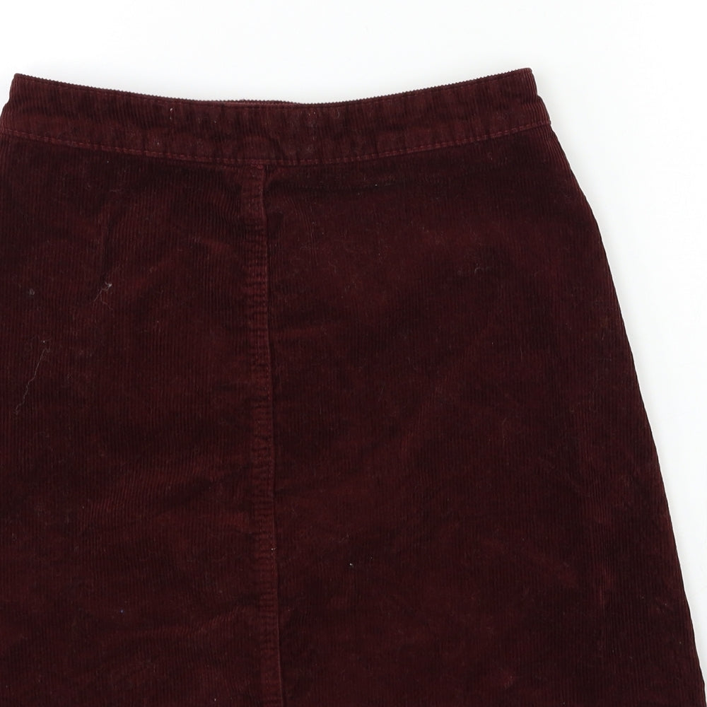 Denim & Co. Womens Red  Corduroy Mini Skirt Size 8