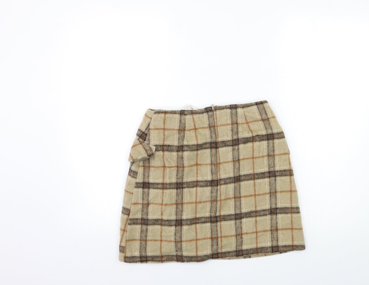 TU Womens Beige Check  Skater Skirt Size 6