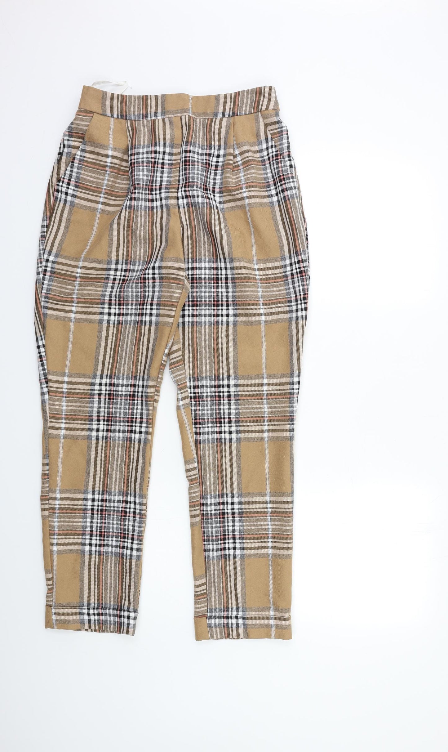 Primark Womens Beige Check  Trousers  Size 10 L27 in
