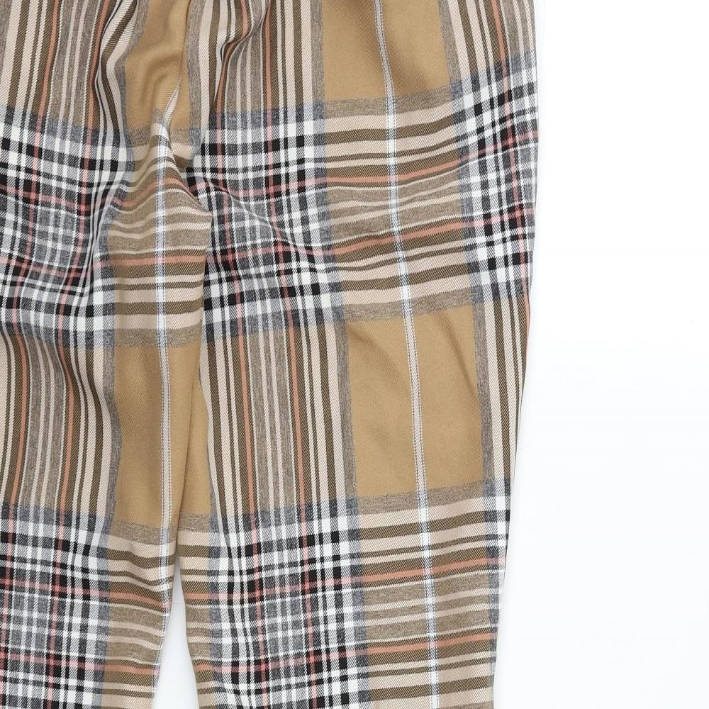 Primark Womens Beige Check  Trousers  Size 10 L27 in