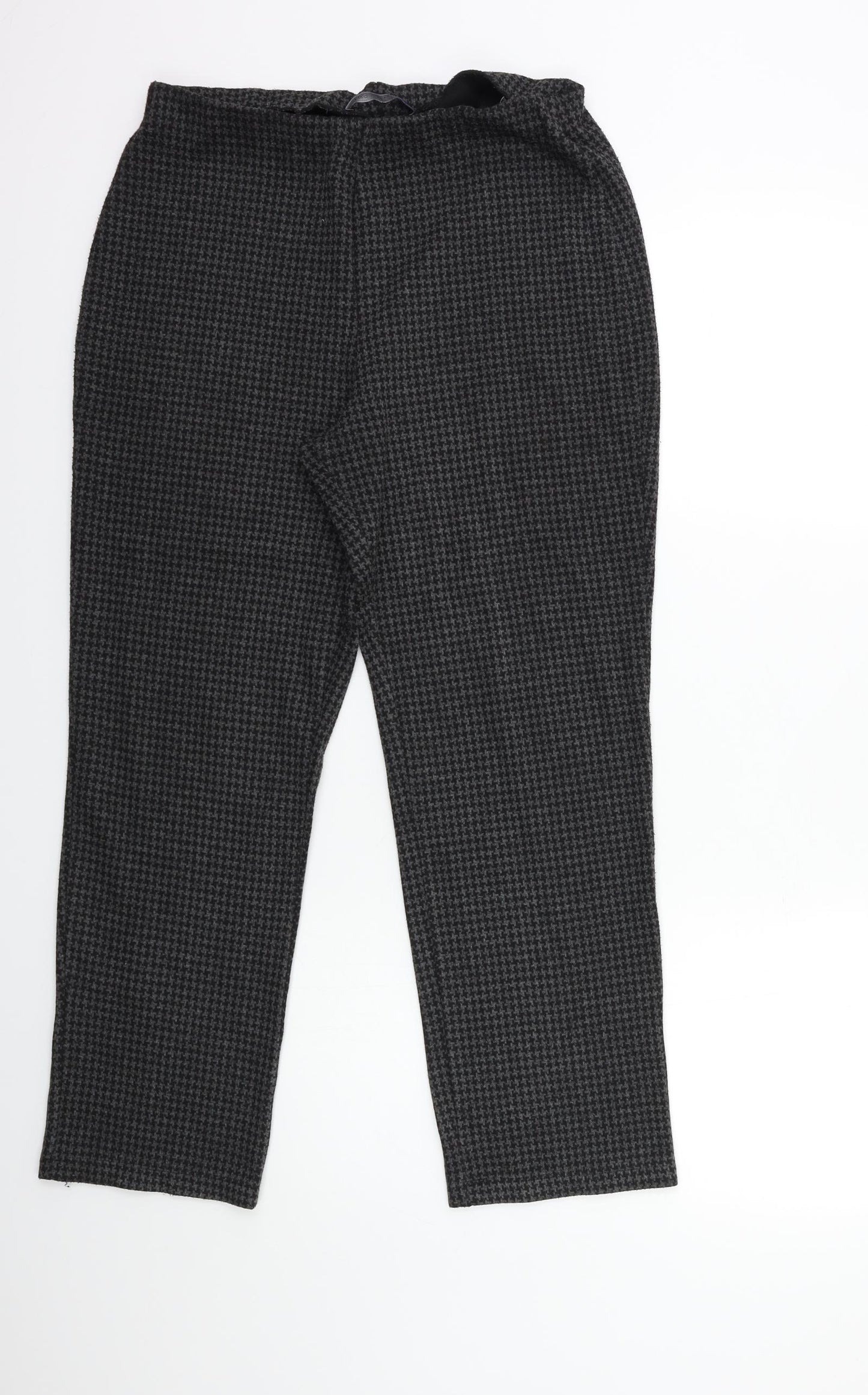 Marks and Spencer Womens Black Check  Trousers  Size 12 L25 in