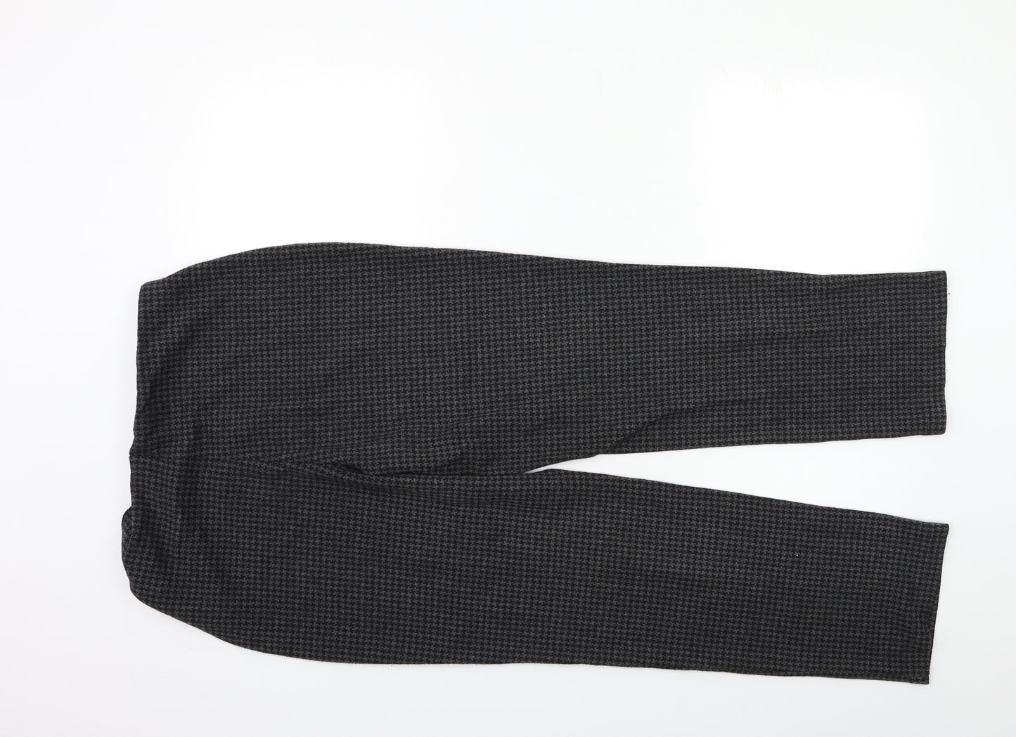 Marks and Spencer Womens Black Check  Trousers  Size 12 L25 in
