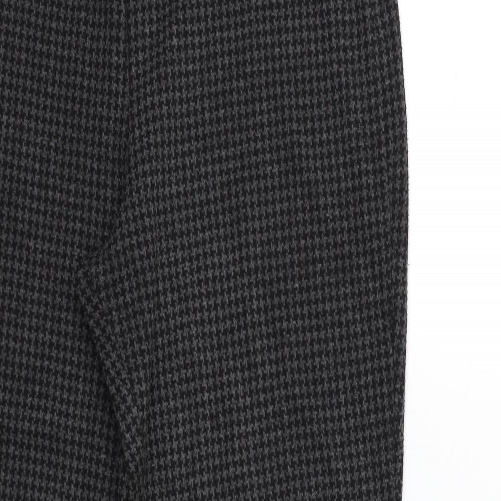 Marks and Spencer Womens Black Check  Trousers  Size 12 L25 in