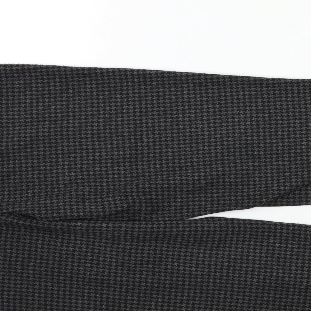 Marks and Spencer Womens Black Check  Trousers  Size 12 L25 in