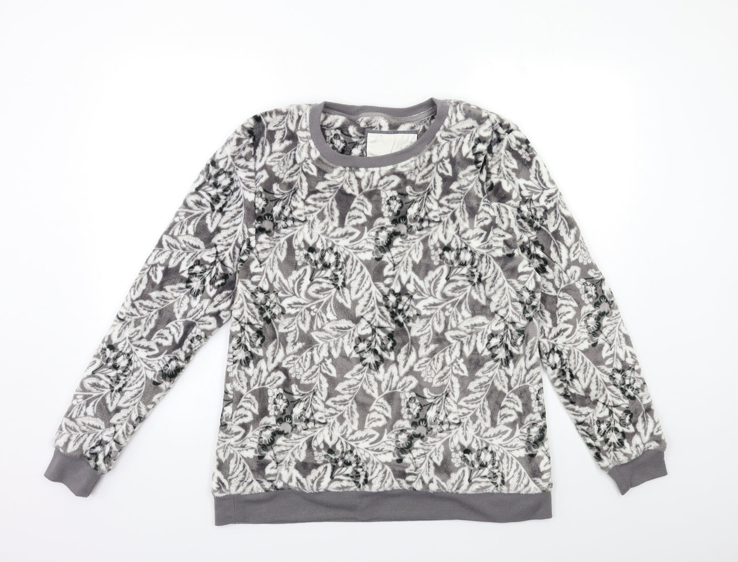 NEXT Womens Grey Floral Fleece Top Pyjama Top Size L