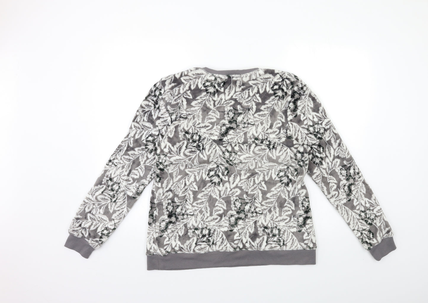 NEXT Womens Grey Floral Fleece Top Pyjama Top Size L