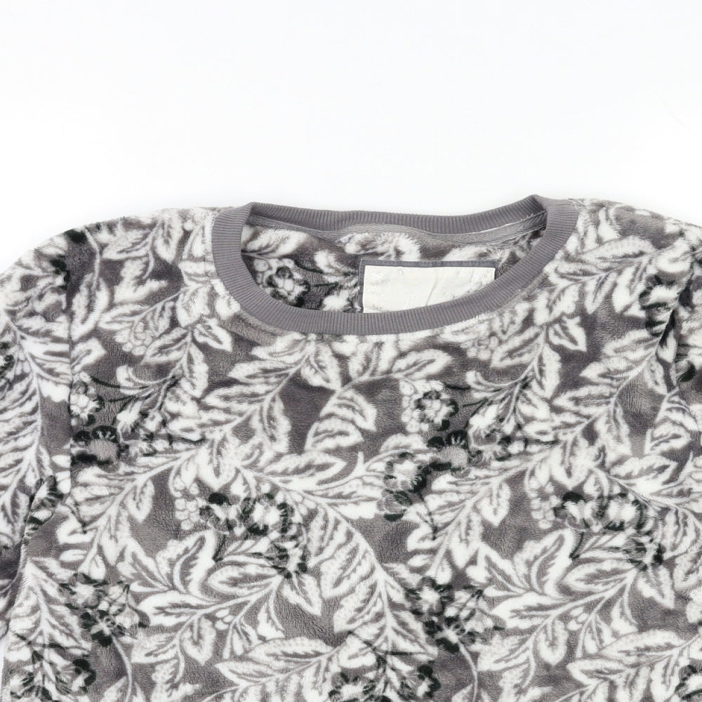 NEXT Womens Grey Floral Fleece Top Pyjama Top Size L
