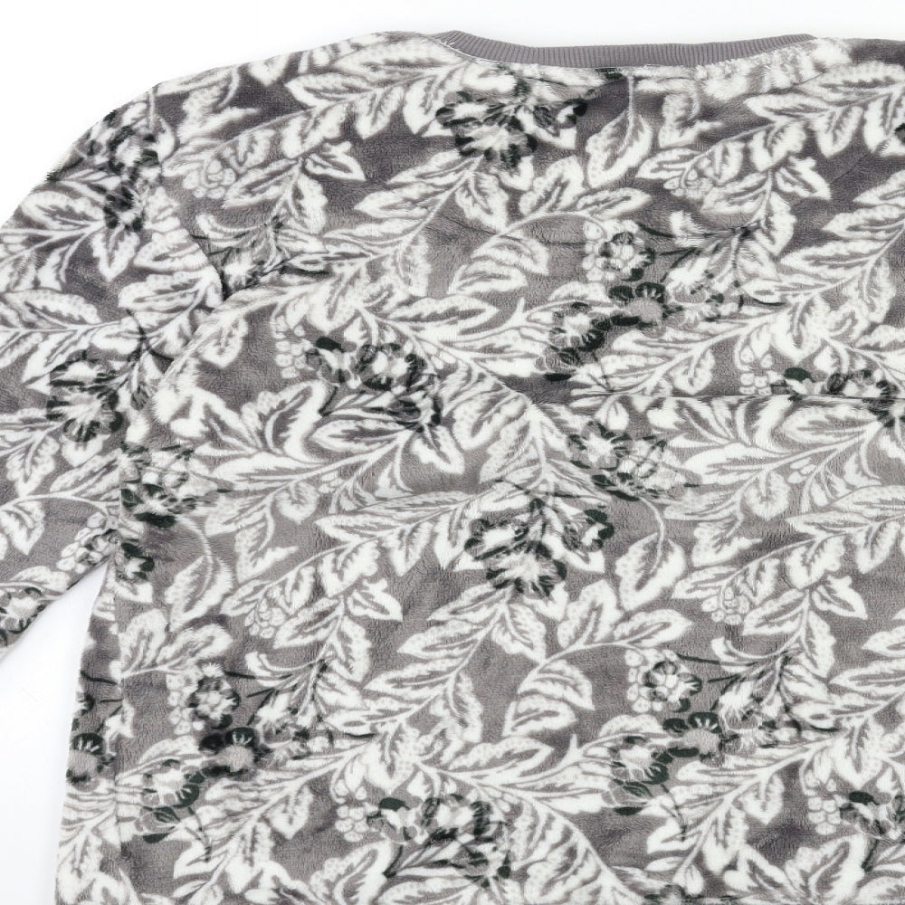 NEXT Womens Grey Floral Fleece Top Pyjama Top Size L