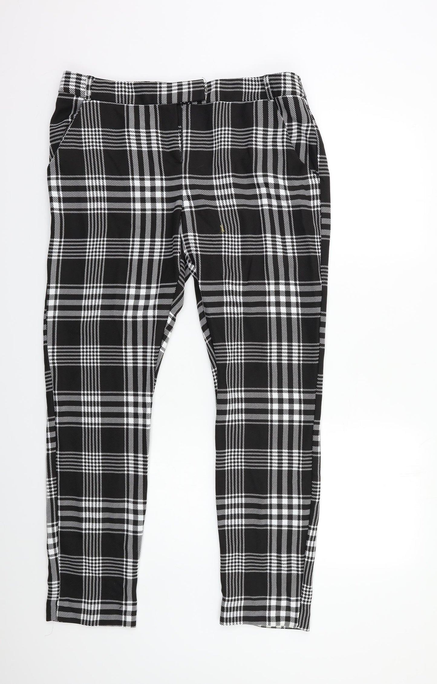 Select Womens Black Check  Trousers  Size 14 L30 in