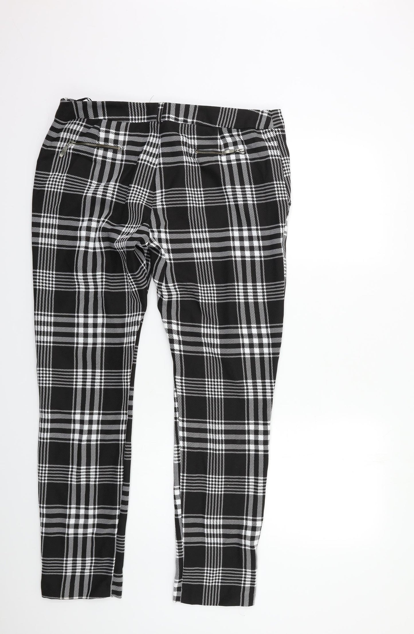 Select Womens Black Check  Trousers  Size 14 L30 in