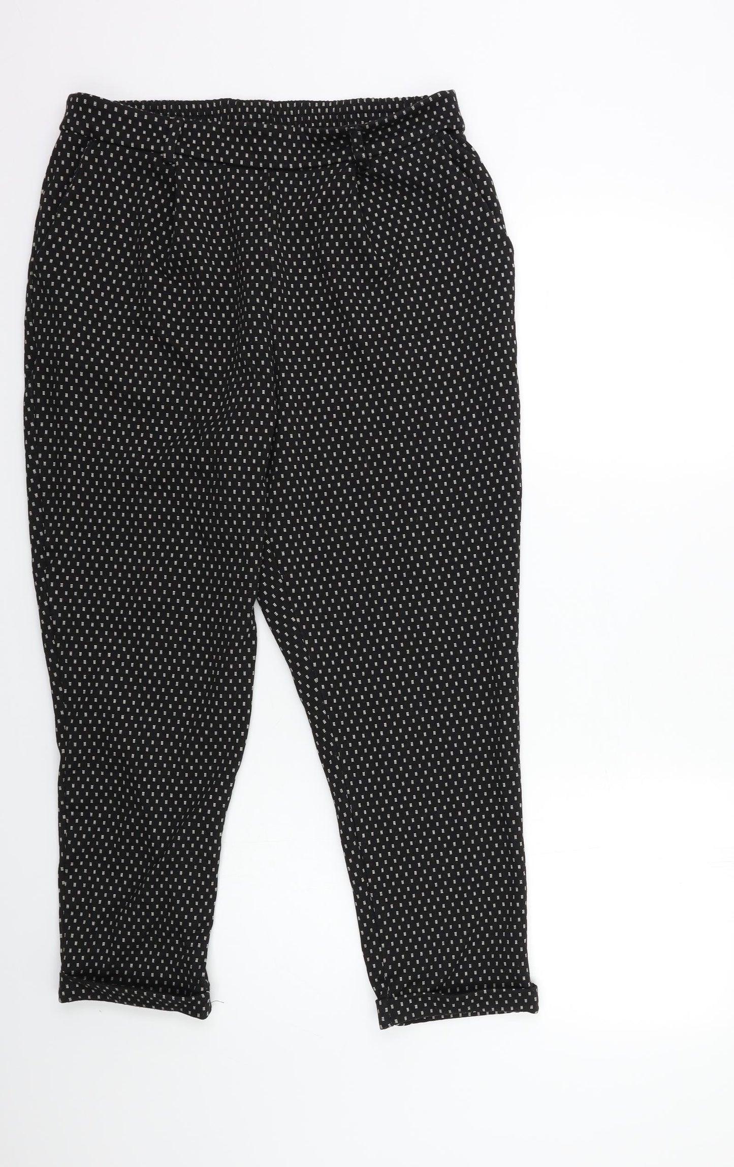 F&F Womens Black Geometric  Trousers  Size 16 L25 in