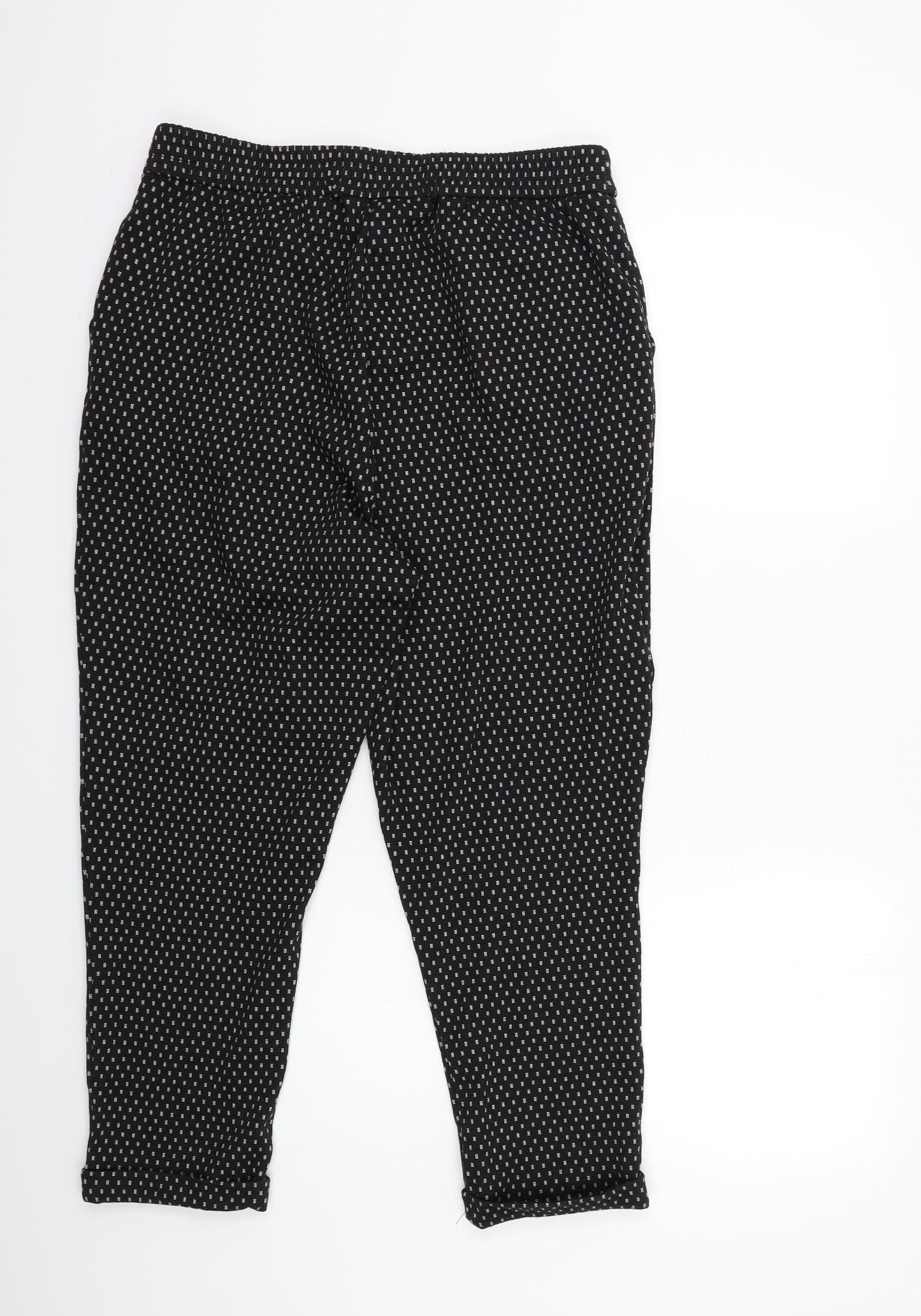F&F Womens Black Geometric  Trousers  Size 16 L25 in