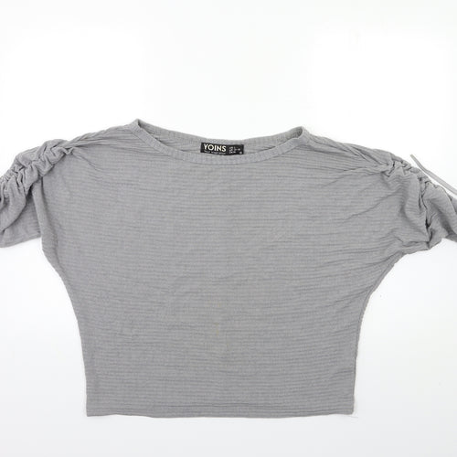 YONIS Womens Grey  Knit Pullover Jumper Size L