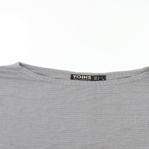 YONIS Womens Grey  Knit Pullover Jumper Size L