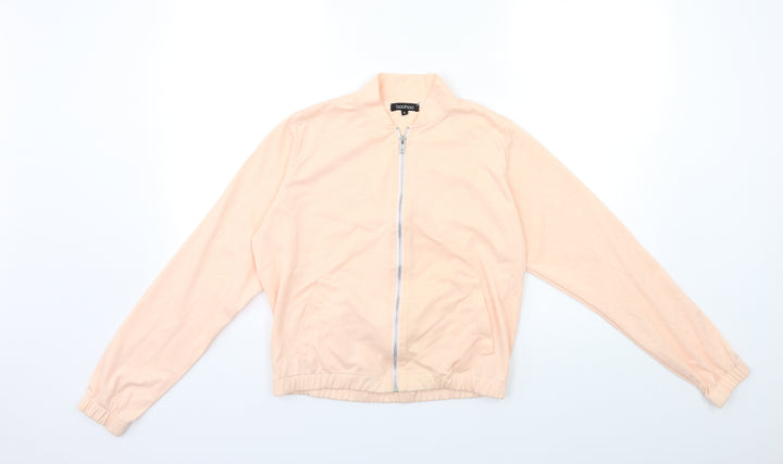 Boohoo Womens Pink Full Zip Sweatshirt Size S