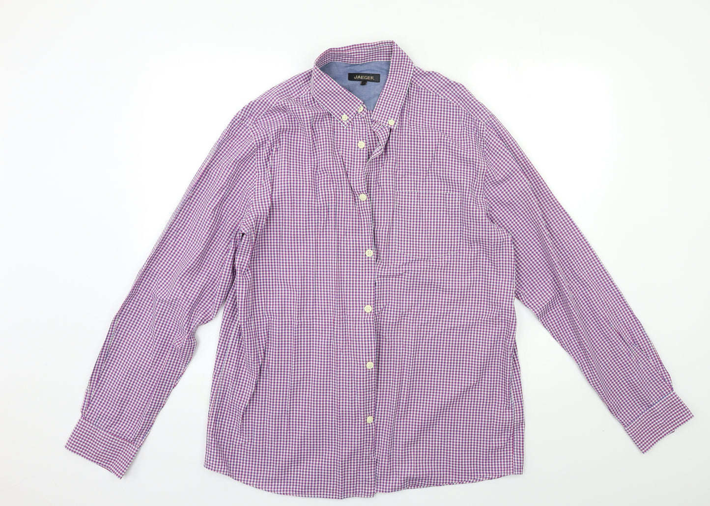 Jaeger Mens Pink Check   Button-Up Size L