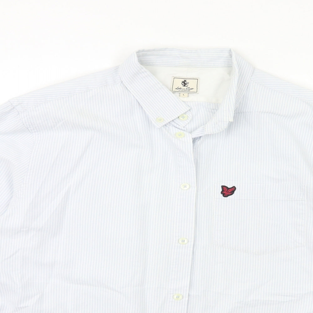 Lyle & Scott Mens Blue Striped   Button-Up Size L