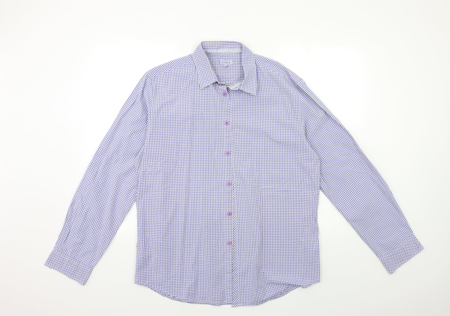 Linea Mens Blue Check   Button-Up Size L