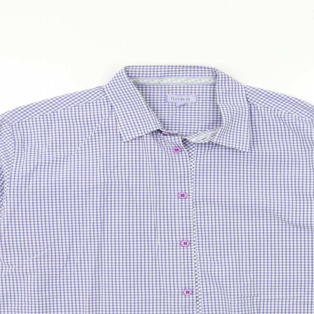 Linea Mens Blue Check   Button-Up Size L
