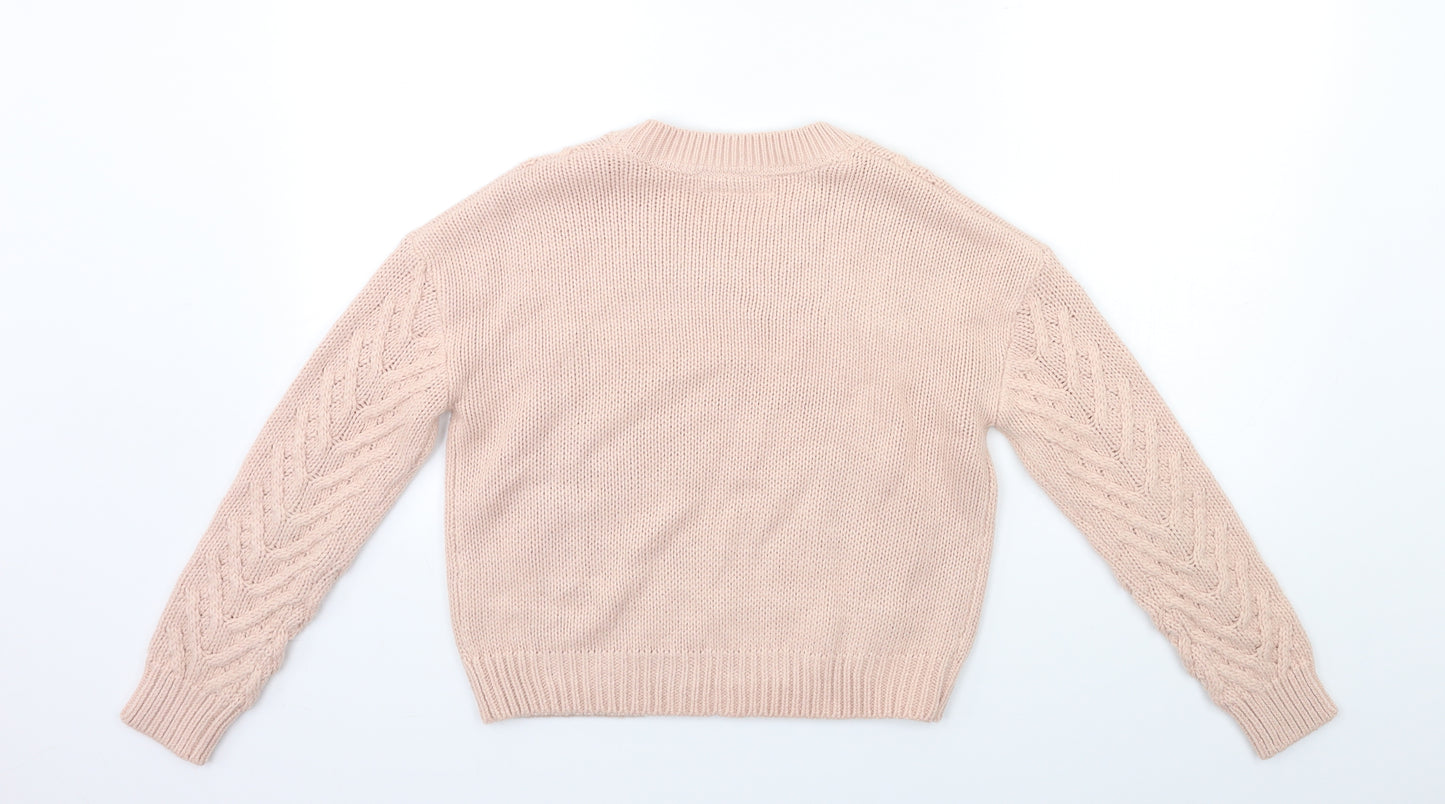 H&M Girls Pink  Knit Pullover Jumper Size 12 Years