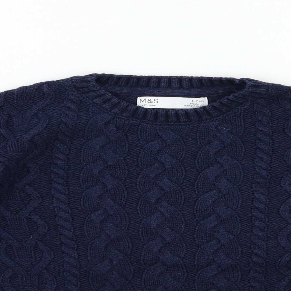 Marks and Spencer Boys Blue  Knit Pullover Jumper Size 6-7 Years