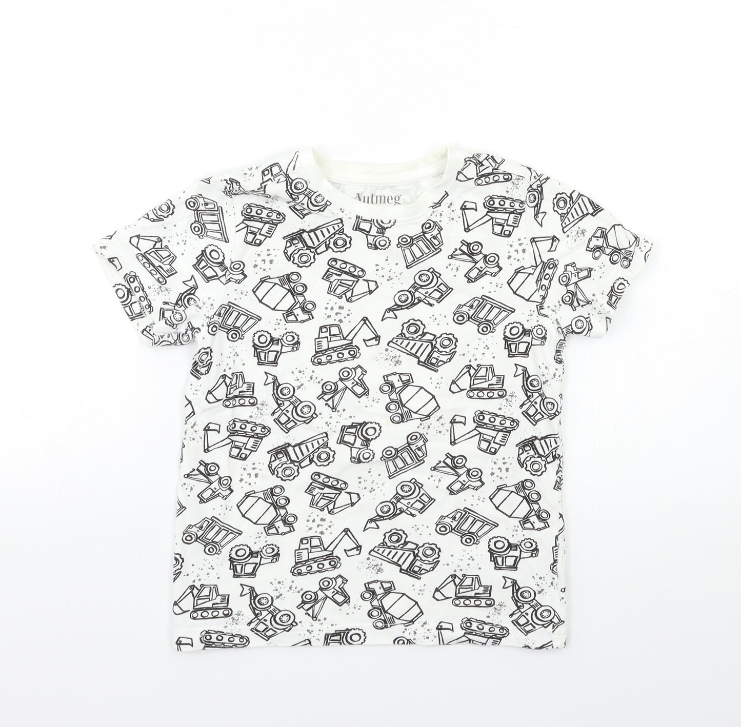 Nutmeg Boys White Geometric  Basic T-Shirt Size 5-6 Years