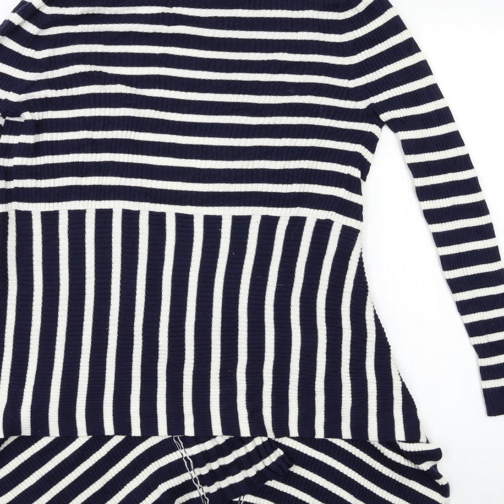 Soon Womens Blue Striped Knit Cardigan Jumper Size 12