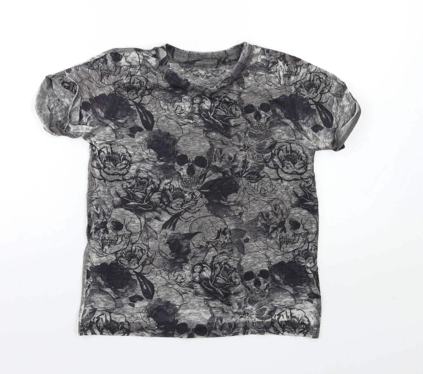 River Island Boys Grey Geometric  Basic T-Shirt Size 7-8 Years