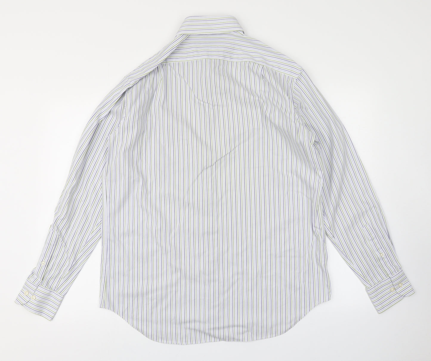 M&S Collection Mens Blue Striped   Button-Up Size 16
